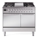 ILVE 40-inch Professional Plus II Propane Gas Dual Fuel Range with Solid Door Oven in Stainless Steel (UPD40FQMPSSLP)