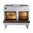 ILVE 40-inch Professional Plus II Natural Gas Dual Fuel Range with Solid Door Oven in Stainless Steel (UPD40FQMPSS)