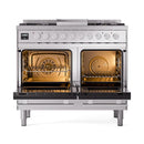 ILVE 40-inch Professional Plus II Propane Gas Dual Fuel Range with Solid Door Oven in Stainless Steel (UPD40FQMPSSLP)