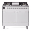 ILVE 40-inch Professional Plus II Dual Fuel Range with Solid Door Oven in White (UPD40FQMPWH)