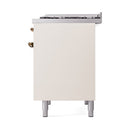 ILVE 40-Inch Nostalgie II Propane Gas Dual Fuel Range with 6 Burners, Griddle and Solid Door Oven in Antique White with Bronze Trim (UPD40FQNMPAWBLP)