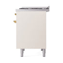 ILVE 40-Inch Nostalgie II Propane Gas Dual Fuel Range with 6 Burners, Griddle and Solid Door Oven in Antique White with Brass Trim (UPD40FQNMPAWGLP)