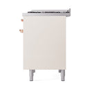 ILVE 40-Inch Nostalgie II Natural Gas Dual Fuel Range with 6 Burners, Griddle and Solid Door Oven in Antique White with Copper Trim (UPD40FQNMPAWP)