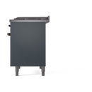ILVE 40-Inch Nostalgie II Propane Gas Dual Fuel Range with 6 Burners, Griddle and Solid Door Oven in Blue Grey with Bronze Trim (UPD40FQNMPBGBLP)
