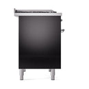 ILVE 40-Inch Nostalgie II Propane Gas Dual Fuel Range with 6 Burners, Griddle and Solid Door Oven in Glossy Black with Chrome Trim (UPD40FQNMPBKCLP)