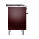 ILVE 40-Inch Nostalgie II Propane Gas Dual Fuel Range with 6 Burners, Griddle and Solid Door Oven in Burgundy with Brass Trim (UPD40FQNMPBUGLP)