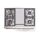 ILVE 40-Inch Nostalgie II Propane Gas Dual Fuel Range with 6 Burners, Griddle and Solid Door Oven in Burgundy with Copper Trim (UPD40FQNMPBUPLP)