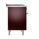 ILVE 40-Inch Nostalgie II Natural Gas Dual Fuel Range with 6 Burners, Griddle and Solid Door Oven in Burgundy with Copper Trim (UPD40FQNMPBUP)