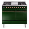 ILVE 40-Inch Nostalgie II Propane Gas Dual Fuel Range with 6 Burners, Griddle and Solid Door Oven in Emerald Green with Bronze Trim (UPD40FQNMPEGBLP)