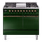ILVE 40-Inch Nostalgie II Dual Fuel Range with 6 Burners, Griddle and Solid Door Oven in Emerald Green with Bronze Trim (UPD40FQNMPEGB)