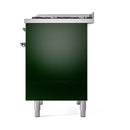 ILVE 40-Inch Nostalgie II Natural Gas Dual Fuel Range with 6 Burners, Griddle and Solid Door Oven in Emerald Green with Chrome Trim (UPD40FQNMPEGC)