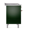 ILVE 40-Inch Nostalgie II Natural Gas Dual Fuel Range with 6 Burners, Griddle and Solid Door Oven in Emerald Green with Copper Trim (UPD40FQNMPEGP)