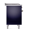 ILVE 40-Inch Nostalgie II Propane Gas Dual Fuel Range with 6 Burners, Griddle and Solid Door Oven in Midnight Blue with Bronze Trim (UPD40FQNMPMBBLP)