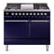 ILVE 40-Inch Nostalgie II Propane Gas Dual Fuel Range with 6 Burners, Griddle and Solid Door Oven in Midnight Blue with Chrome Trim (UPD40FQNMPMBCLP)