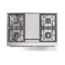 ILVE 40-Inch Nostalgie II Propane Gas Dual Fuel Range with 6 Burners, Griddle and Solid Door Oven in Midnight Blue with Chrome Trim (UPD40FQNMPMBCLP)