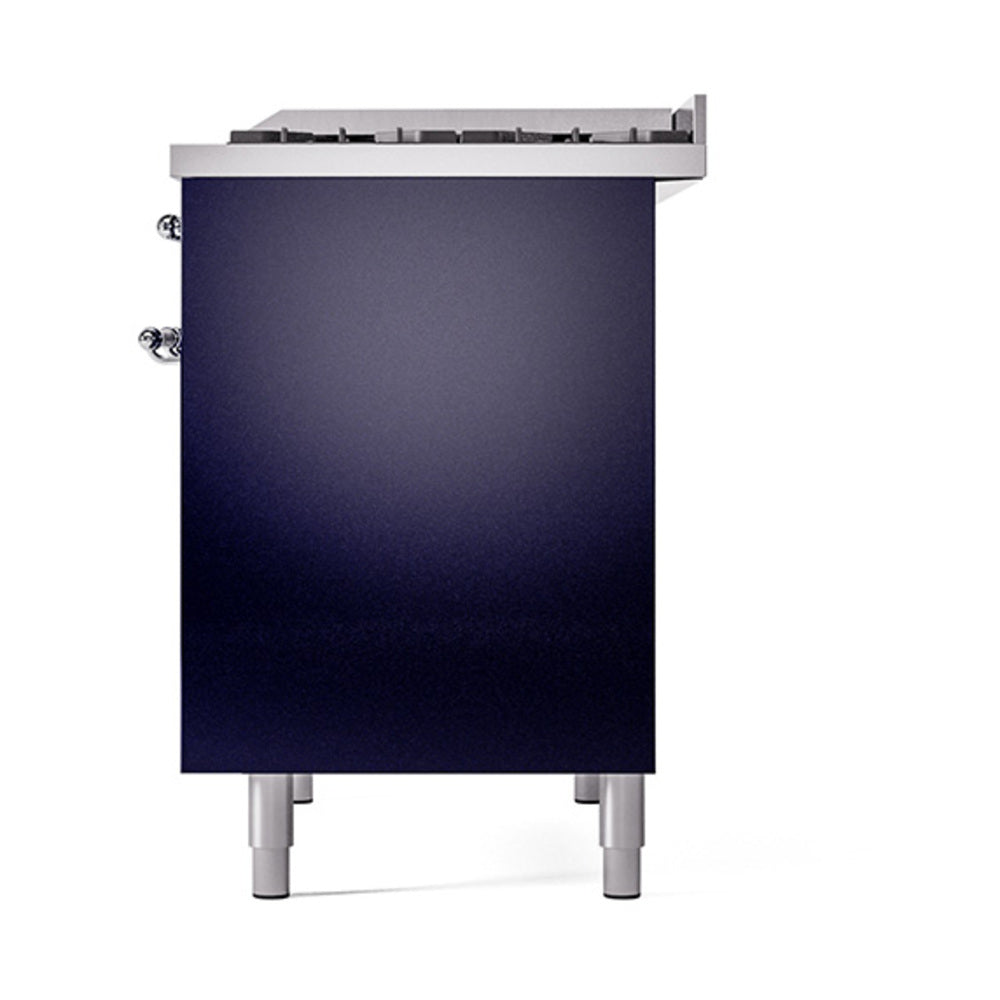Midnight blue solid door panel with top griddle lid and chrome side controls