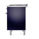 ILVE 40-Inch Nostalgie II Propane Gas Dual Fuel Range with 6 Burners, Griddle and Solid Door Oven in Midnight Blue with Chrome Trim (UPD40FQNMPMBCLP)