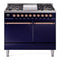 ILVE 40-Inch Nostalgie II Propane Gas Dual Fuel Range with 6 Burners, Griddle and Solid Door Oven in Midnight Blue with Copper Trim (UPD40FQNMPMBPLP)