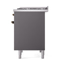 ILVE 40-Inch Nostalgie II Propane Gas Dual Fuel Range with 6 Burners, Griddle and Solid Door Oven in Matte Graphite with Bronze Trim (UPD40FQNMPMGBLP)