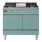 ILVE 40-Inch Nostalgie II Propane Gas Dual Fuel Range with 6 Burners, Griddle and Solid Door Oven in Mediterranean Mint with Chrome Trim (UPD40FQNMPMMCLP)