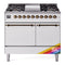 ILVE 40-Inch Nostalgie II Natural Gas Dual Fuel Range with 6 Burners, Griddle and Solid Door Oven in Custom RAL with Bronze Trim (UPD40FQNMPRAB)