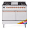 ILVE 40-Inch Nostalgie II Natural Gas Dual Fuel Range with 6 Burners, Griddle and Solid Door Oven in Custom RAL with Copper Trim (UPD40FQNMPRAP)