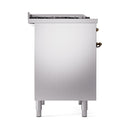 ILVE 40-Inch Nostalgie II Propane Gas Dual Fuel Range with 6 Burners, Griddle and Solid Door Oven in Stainless Steel with Bronze Trim(UPD40FQNMPSSBLP)