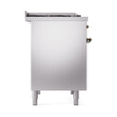 ILVE 40-Inch Nostalgie II Natural Gas Dual Fuel Range with 6 Burners, Griddle and Solid Door Oven in Stainless Steel with Bronze Trim(UPD40FQNMPSSB)