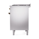 ILVE 40-Inch Nostalgie II Propane Gas Dual Fuel Range with 6 Burners, Griddle and Solid Door Oven in Stainless Steel with Bronze Trim(UPD40FQNMPSSBLP)