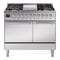 ILVE 40-Inch Nostalgie II Natural Gas Dual Fuel Range with 6 Burners, Griddle and Solid Door Oven in Stainless Steel with Chrome Trim (UPD40FQNMPSSC)