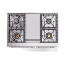 ILVE 40-Inch Nostalgie II Natural Gas Dual Fuel Range with 6 Burners, Griddle and Solid Door Oven in Stainless Steel with Chrome Trim (UPD40FQNMPSSC)