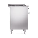 ILVE 40-Inch Nostalgie II Natural Gas Dual Fuel Range with 6 Burners, Griddle and Solid Door Oven in Stainless Steel with Chrome Trim (UPD40FQNMPSSC)