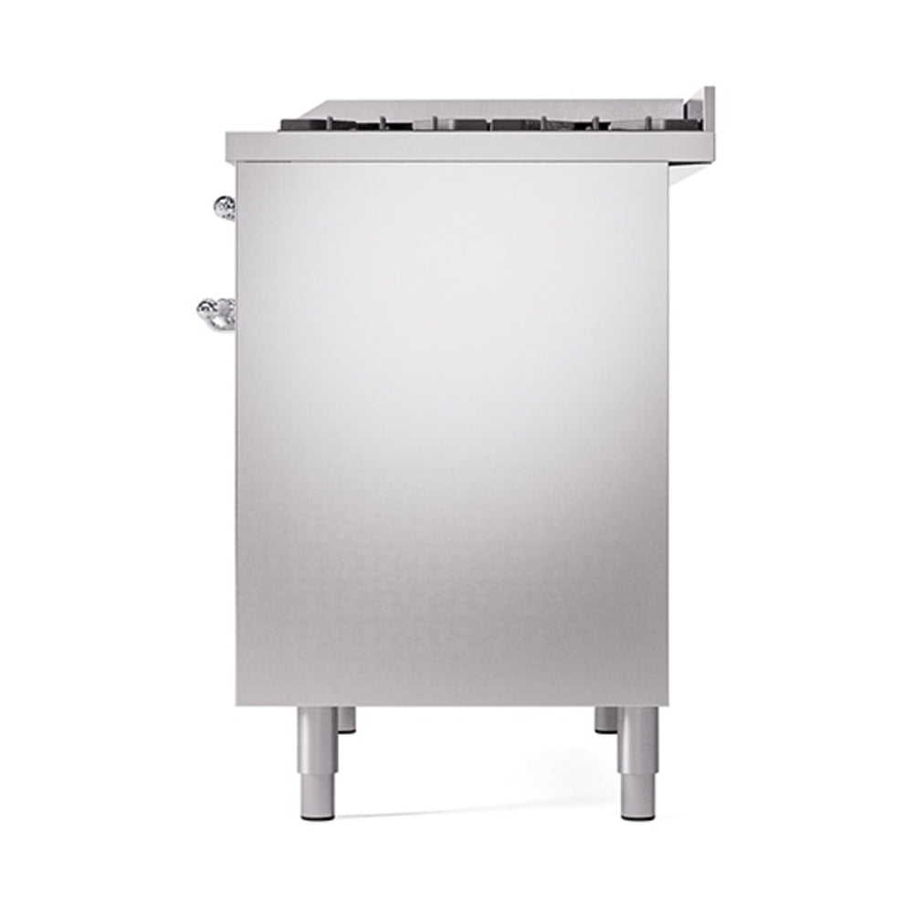 Stainless steel solid oven door panel with chrome handles and legs