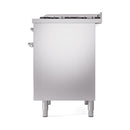 ILVE 40-Inch Nostalgie II Natural Gas Dual Fuel Range with 6 Burners, Griddle and Solid Door Oven in Stainless Steel with Chrome Trim (UPD40FQNMPSSC)