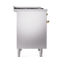 ILVE 40-Inch Nostalgie II Natural Gas Dual Fuel Range with 6 Burners, Griddle and Solid Door Oven in Stainless Steel with Brass Trim (UPD40FQNMPSSG)