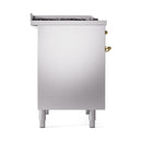 ILVE 40-Inch Nostalgie II Propane Gas Dual Fuel Range with 6 Burners, Griddle and Solid Door Oven in Stainless Steel with Brass Trim (UPD40FQNMPSSGLP)