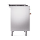 ILVE 40-Inch Nostalgie II Natural Gas Dual Fuel Range with 6 Burners, Griddle and Solid Door Oven in Stainless Steel with Copper Trim (UPD40FQNMPSSP)