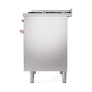 ILVE 40-Inch Nostalgie II Propane Gas Dual Fuel Range with 6 Burners, Griddle and Solid Door Oven in Stainless Steel with Copper Trim (UPD40FQNMPSSPLP)