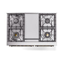 ILVE 40-Inch Nostalgie II Natural Gas Dual Fuel Range with 6 Burners, Griddle and Solid Door Oven in White with Bronze Trim (UPD40FQNMPWHB)