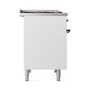 ILVE 40-Inch Nostalgie II Propane Gas Dual Fuel Range with 6 Burners, Griddle and Solid Door Oven in White with Bronze Trim (UPD40FQNMPWHBLP)