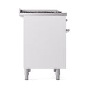 ILVE 40-Inch Nostalgie II Natural Gas Dual Fuel Range with 6 Burners, Griddle and Solid Door Oven in White with Chrome Trim (UPD40FQNMPWHC)