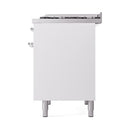 ILVE 40-Inch Nostalgie II Natural Gas Dual Fuel Range with 6 Burners, Griddle and Solid Door Oven in White with Chrome Trim (UPD40FQNMPWHC)