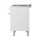 ILVE 40-Inch Nostalgie II Propane Gas Dual Fuel Range with 6 Burners, Griddle and Solid Door Oven in White with Chrome Trim (UPD40FQNMPWHCLP)