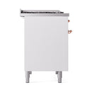 ILVE 40-Inch Nostalgie II Natural Gas Dual Fuel Range with 6 Burners, Griddle and Solid Door Oven in White with Copper Trim (UPD40FQNMPWHP)