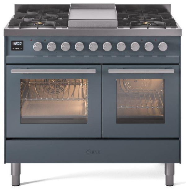 ILVE Professional Plus II 40-Inch Freestanding Dual Fuel Range with 6 Sealed Burner in Blue Grey (UPD40FWMPBG)