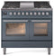 ILVE Professional Plus II 40-Inch Freestanding Natural Gas Dual Fuel Range with 6 Sealed Burner in Blue Grey (UPD40FWMPBG)