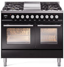 ILVE Professional Plus II 40-Inch Freestanding Propane Gas Dual Fuel Range with 6 Sealed Burner in Glossy Black (UPD40FWMPBKLP)