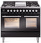 ILVE Professional Plus II 40-Inch Freestanding Dual Fuel Range with 6 Sealed Burner in Glossy Black (UPD40FWMPBK)