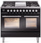 ILVE Professional Plus II 40-Inch Freestanding Natural Gas Dual Fuel Range with 6 Sealed Burner in Glossy Black (UPD40FWMPBK)