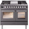 ILVE Professional Plus II 40-Inch Freestanding Dual Fuel Range with 6 Sealed Burner in Matte Graphite (UPD40FWMPMG)